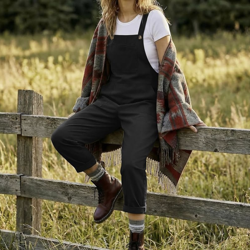 Ekouaer Baggy Bib Overalls for Women - Loose Fit Jumpsuit with Adjustable Straps & 5 Pockets