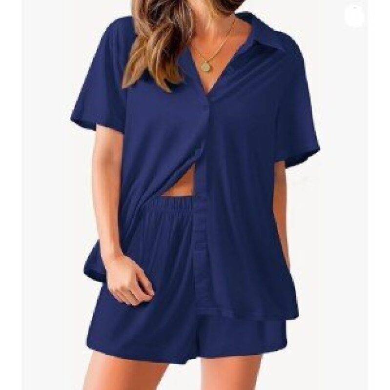 Ekouaer Women's Short-Sleeve Short Pants Pajama Set