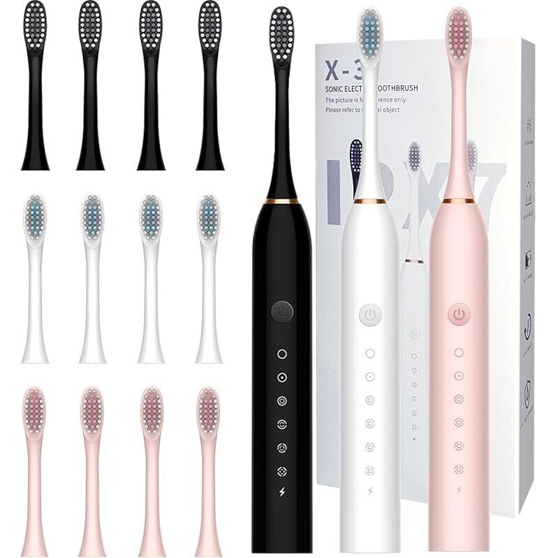 3 Pack MSETGRD Electric Toothbrush with 12 Replacement Brushes - Ultimate Oral Care