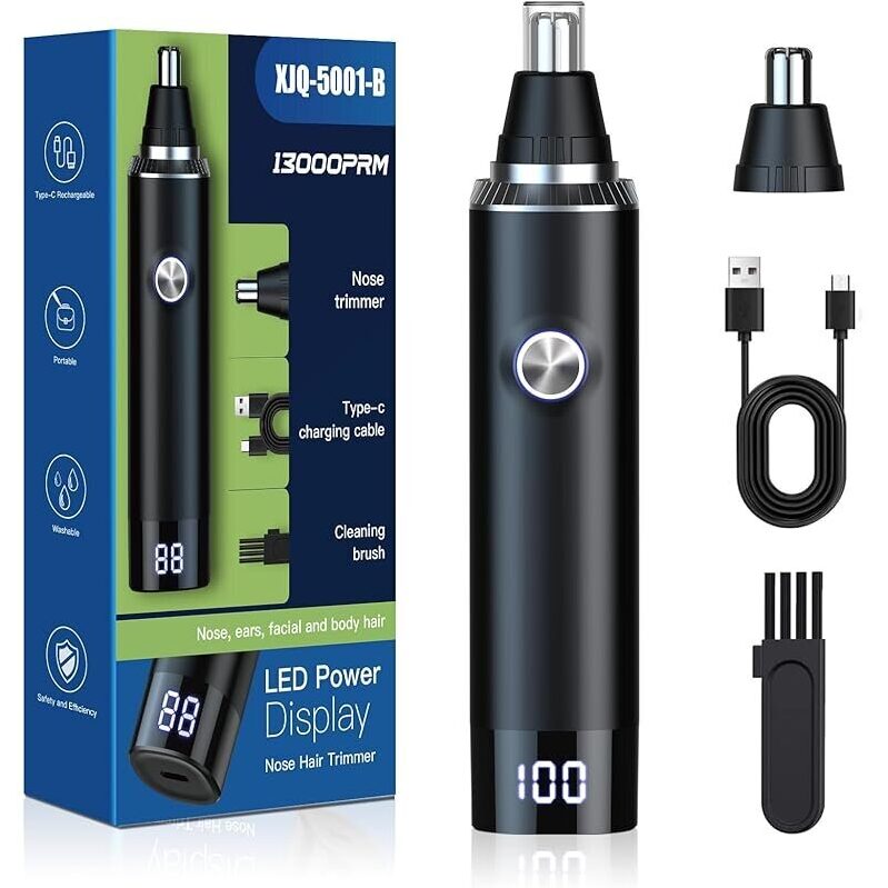 High-Performance 13,000 RPM Dual-Edge Blade Nose and Ear Hair Trimmer