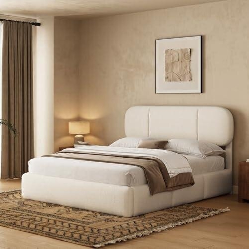 Luxurious White Cloud Storage Bed with 4 Drawers and LED Lights - 52% OFF