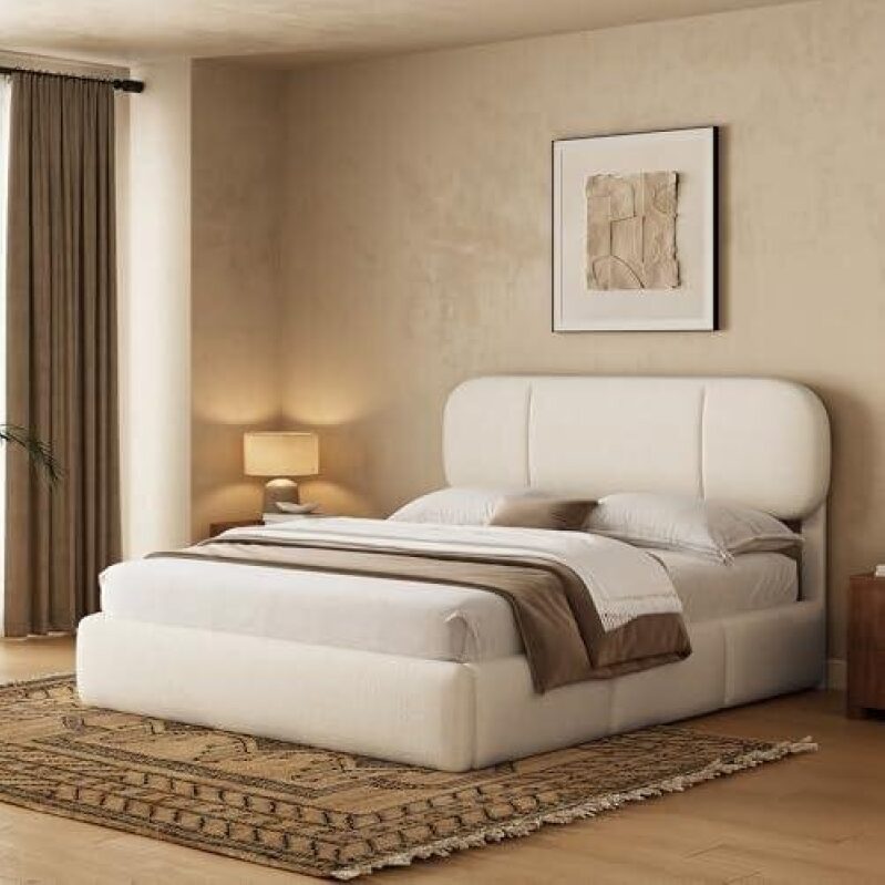 Luxurious White Cloud Storage Bed with 4 Drawers and LED Lights - 52% OFF