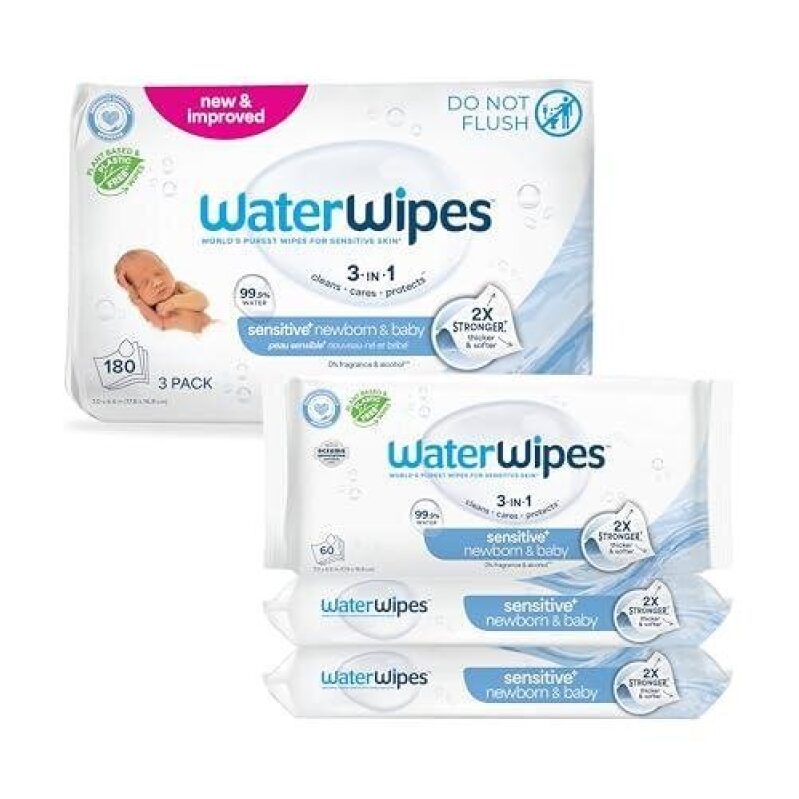 WaterWipes Newborn & Baby Wipes - 3 Packs, 48% Off, 180 Count