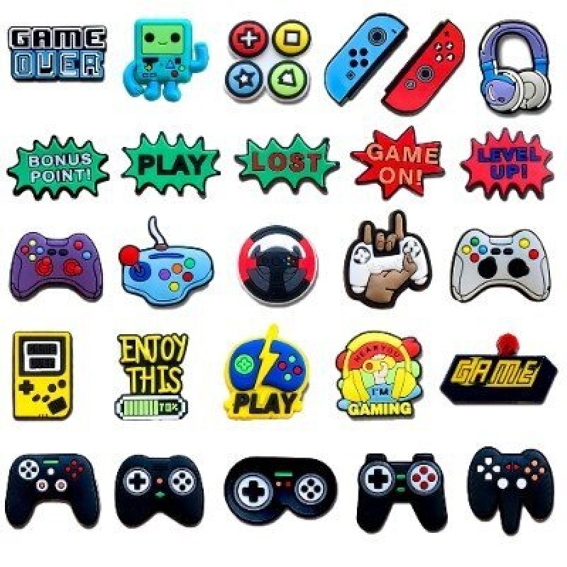 Game-Themed Shoe Charms - 26 Pieces