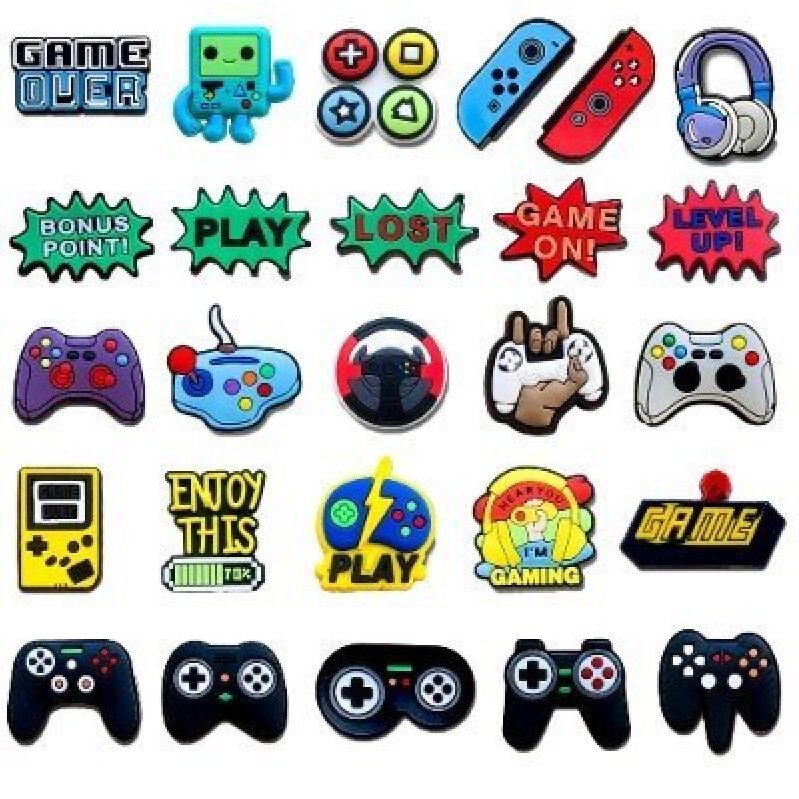 Game-Themed Shoe Charms - 26 Pieces