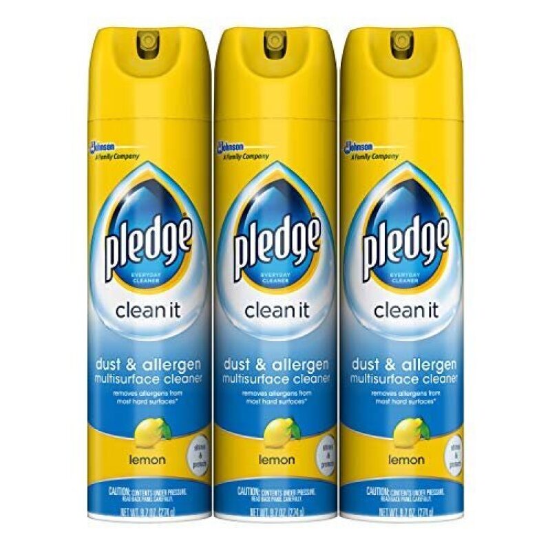 Pledge Multisurface Cleaner - Effective Dust & Allergen Removal, 9.7 oz Lemon Scent, 3-Pack