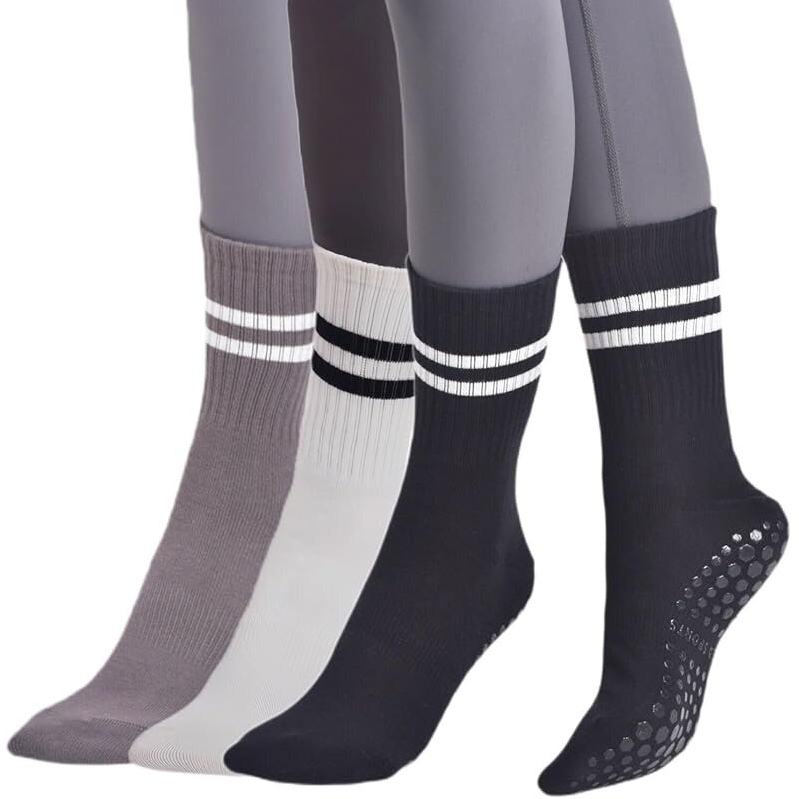 3-Pair LucFoxsy Grip Pilates Yoga Socks for Women - Breathable and Sweat-Absorbing