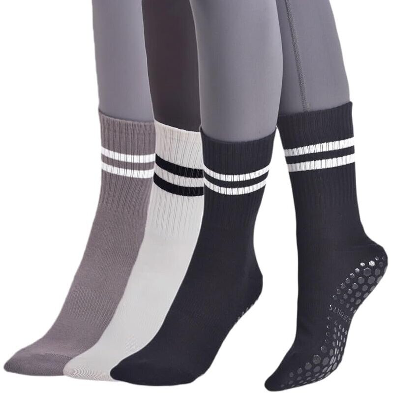 3-Pair LucFoxsy Grip Pilates Yoga Socks for Women - Breathable and Sweat-Absorbing