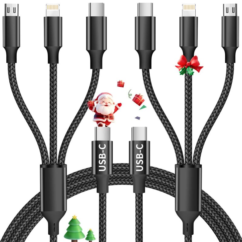 2-Pack Multi 3-in-1 4ft USB-C Cable - Universal Charging Solution