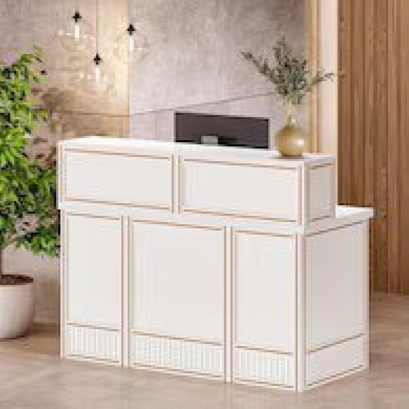 Elegant 57 inch White Reception Desk with Counter - Professional Office Furniture