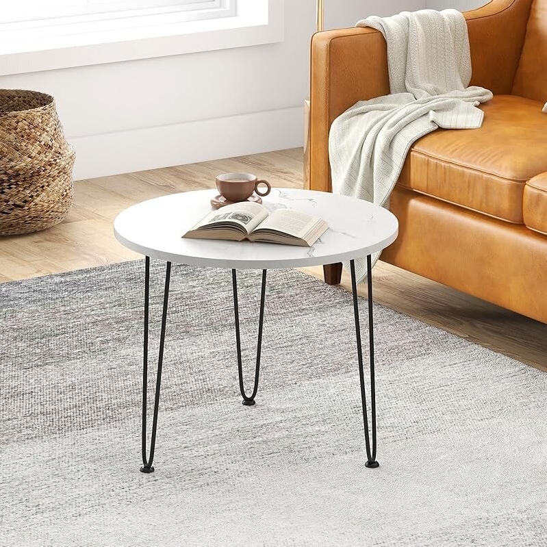 Elegant Marble Coffee Table with Metal Legs - Perfect for Modern Living