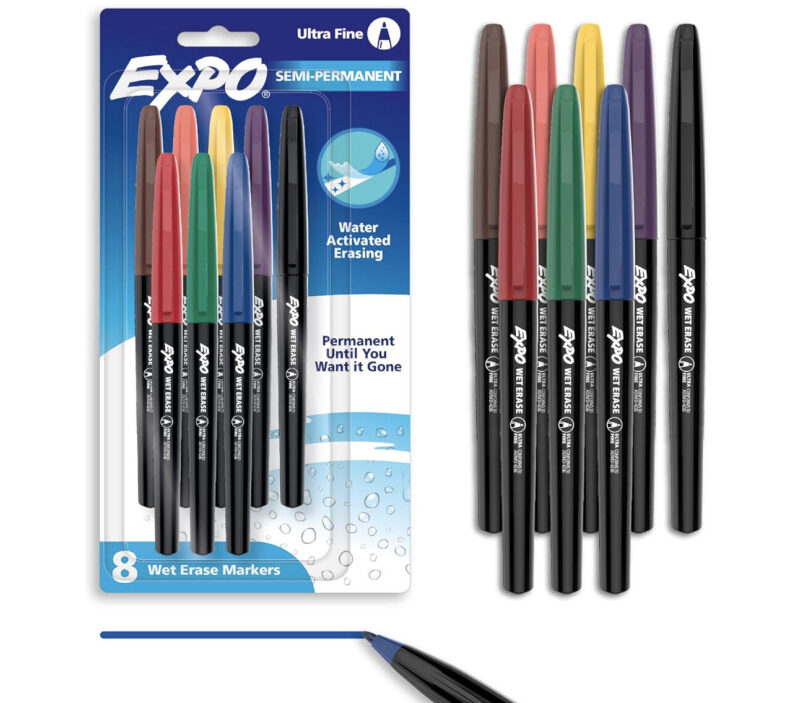 EXPO Wet Erase Markers - 8-Pack with Ultra Fine Tips for Projects and Presentations