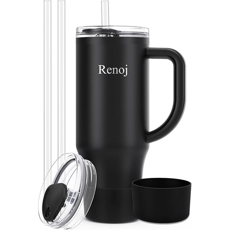 Renoj Insulated Mug: 100% Spill Resistant Insulated Water Bottle 40oz