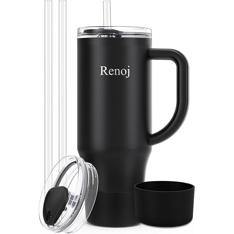 Renoj Insulated Mug: 100% Spill Resistant Insulated Water Bottle 40oz