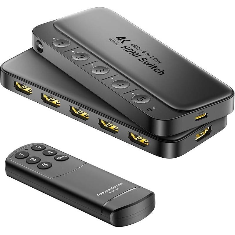 ByteWave HDMI Switch 5 in 1 Out with Remote 4K@60Hz