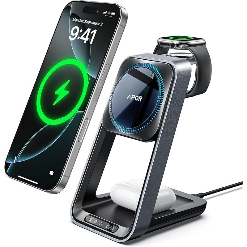 Apor 3-in-1 Charging Station with Cooling Fan - Efficient and Cool Charging Solution