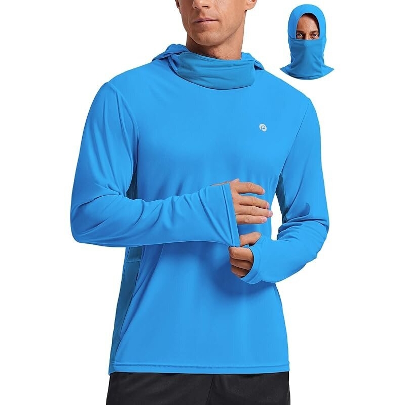 Pinspark UPF 50+ Sun Protection Long Sleeve Hoodie with Integrated Mask