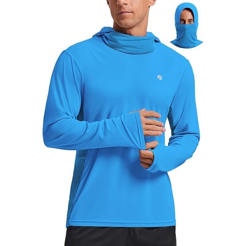 Pinspark UPF 50+ Sun Protection Long Sleeve Hoodie with Integrated Mask