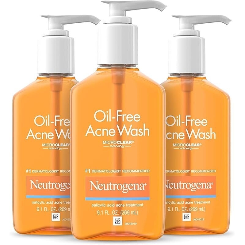 Neutrogena Oil-Free Acne Wash 3-Pack, 9.1 oz Each - Dermatologist Recommended Acne Treatment