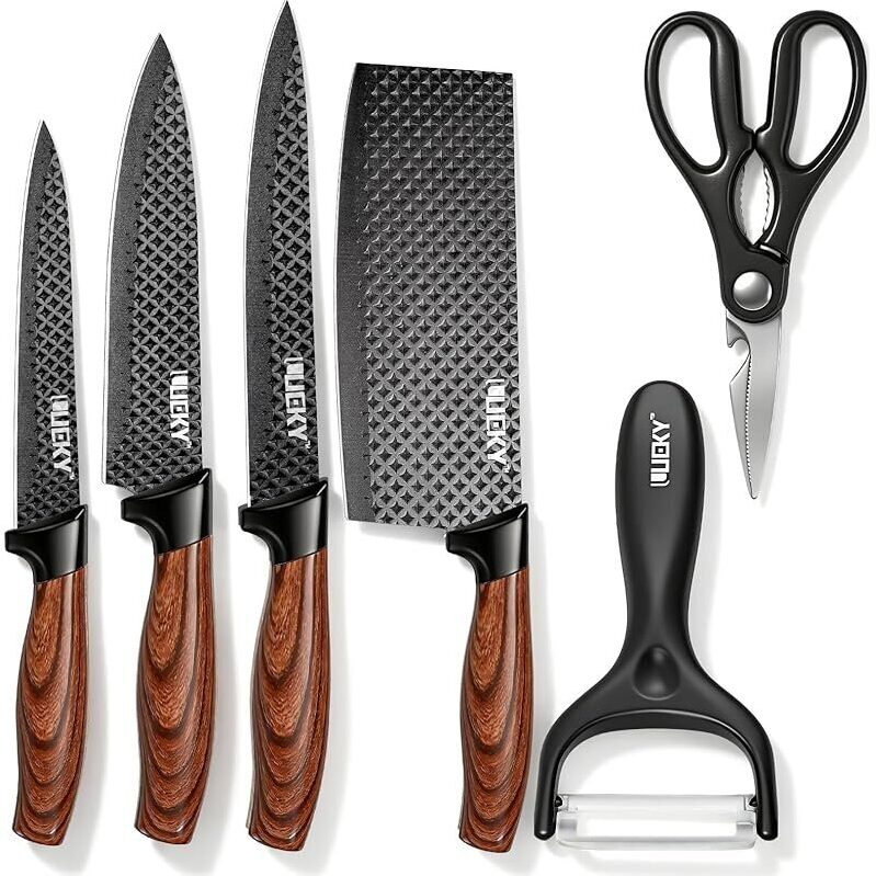 6Pcs Knife Set with Nonstick Diamond Coating - Ultimate Kitchen Toolset