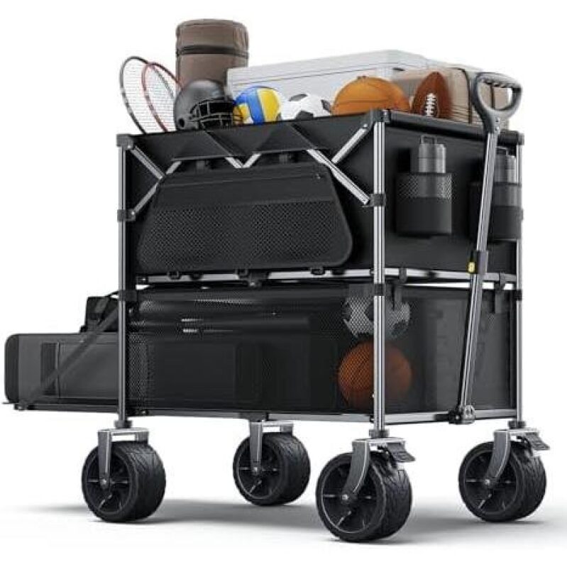 Everyfun 480Lbs Foldable Double Decker Wagon Cart - 50% OFF