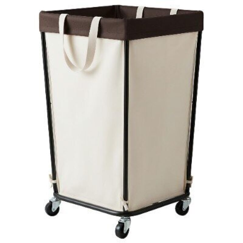 160L Rolling Laundry Hamper with Wheels - Beige and Brown