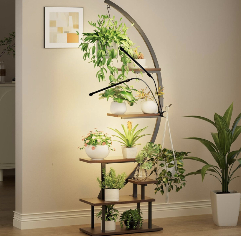 Multi-Tier Indoor Plant Display Stand with Grow Lights - $49.99