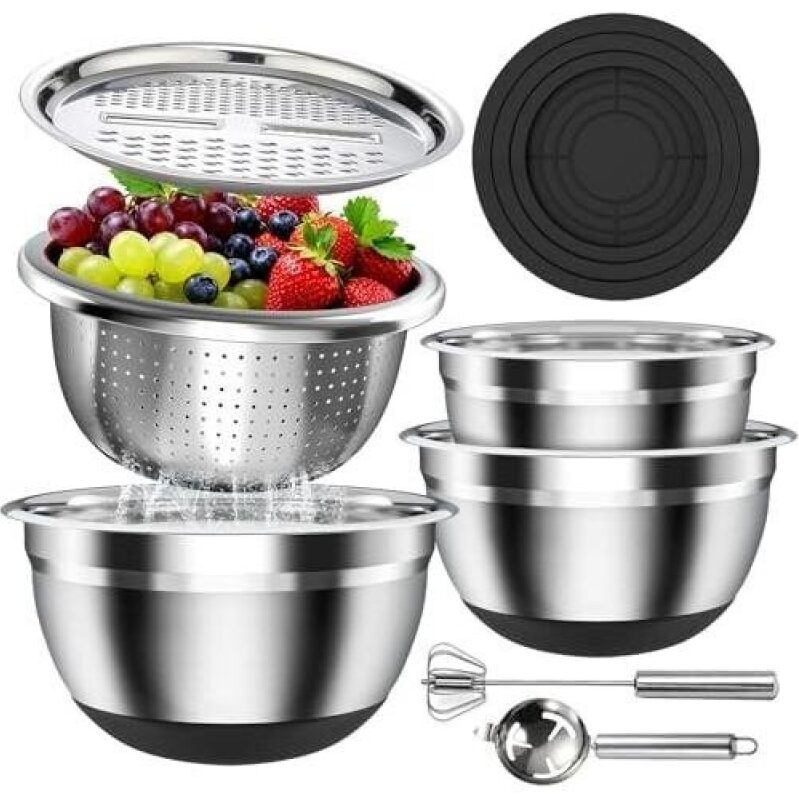 7-Piece Stainless Steel Mixing Bowl Set with Lids - 51% OFF