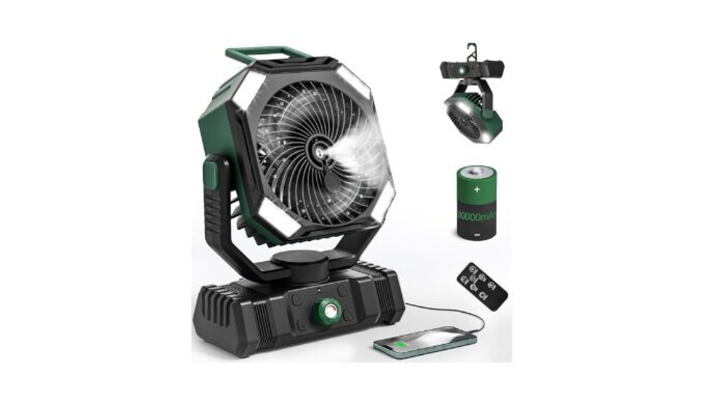 AIEPOCH Camping Fan Rechargeable - 30000mAh Battery Powered Misting Fan for Outdoor Use