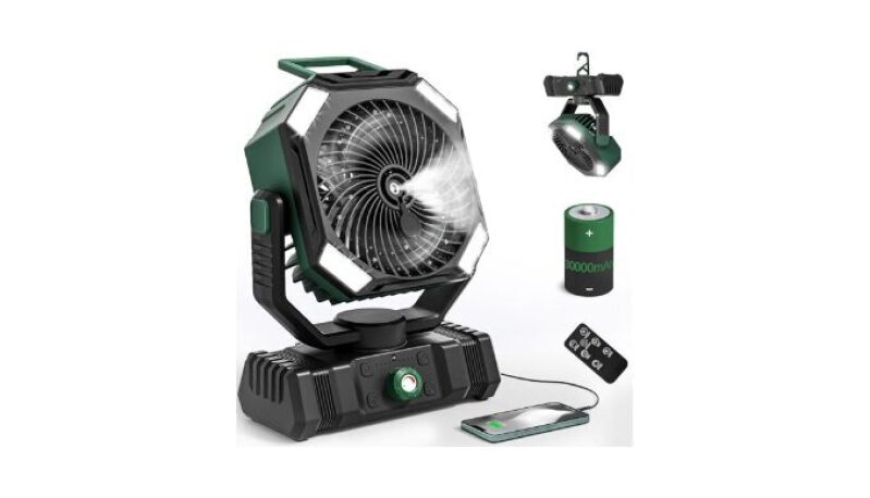 AIEPOCH Camping Fan Rechargeable - 30000mAh Battery Powered Misting Fan for Outdoor Use