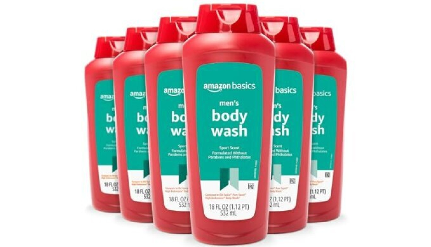 Amazon Basics Men’s Body Wash, Sport Scent, Paraben and Phthalate Free, Refreshing Clean, 18 Fluid Ounce, 6-Pack