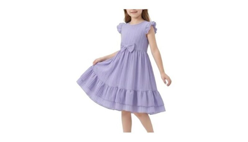 Charming Lilac Ruffle Bowknot A-Line Sundress for Girls