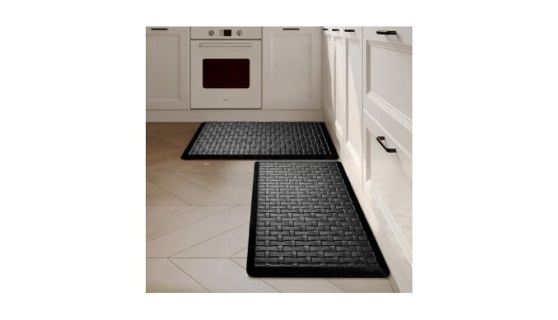 Cushioned Anti-Fatigue Kitchen Mats - 2PCS Black Non-Slip Comfort Standing Mats