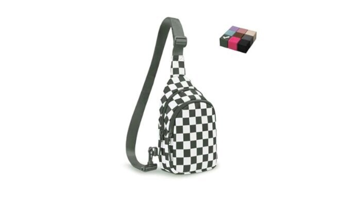 Checkered Chest Bag and Wrist Bag Set - Stylish and Functional