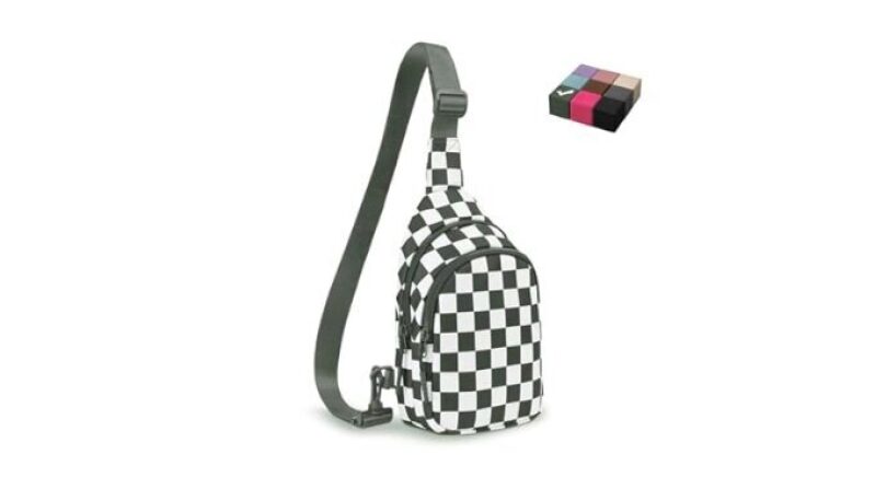 Checkered Chest Bag and Wrist Bag Set - Stylish and Functional