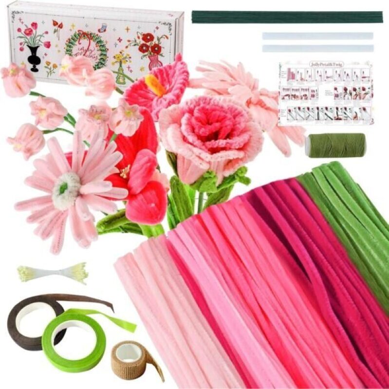 Creative Craft Kit: 5-Color Pom Pom Flower Making Kit
