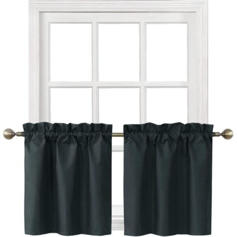 Blackout Rod Pocket Tier Curtains for Small Window - Perfect for Darkening Basements