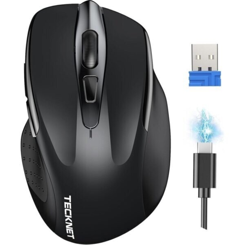 TECKNET Wireless Mouse Rechargeable - Silent, Quiet Click, 6 Adjustable DPI, Ergonomic Design