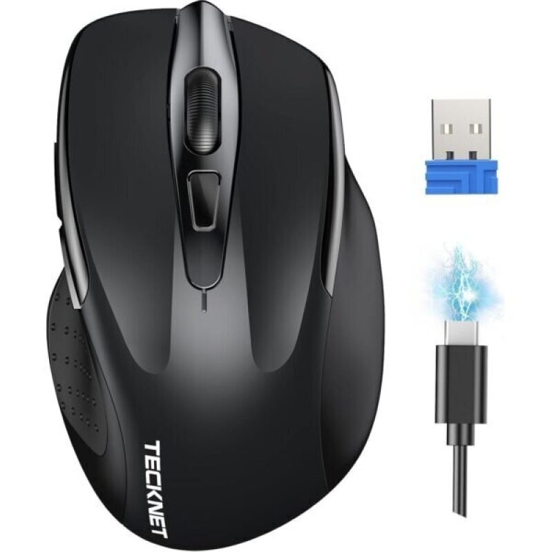 TECKNET Wireless Mouse Rechargeable - Silent, Quiet Click, 6 Adjustable DPI, Ergonomic Design