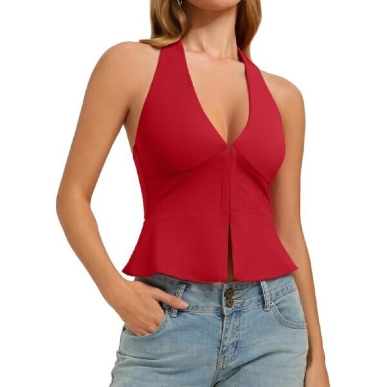 Red Halter Crop Top - Perfect for Club Outfits
