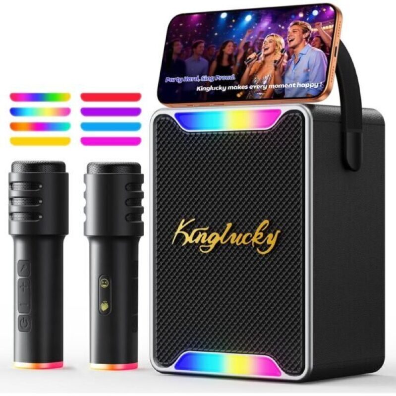 Portable Karaoke Machine for Kids and Adults with Wireless Microphones