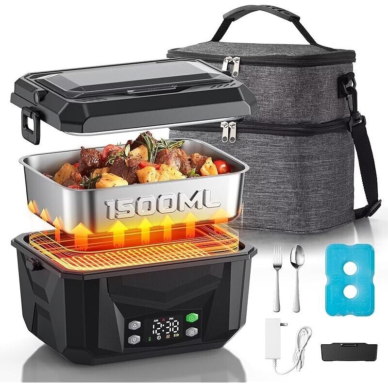 Portable Cordless Heated Lunch Box - 22500mAh, 100W, 1500mL Capacity