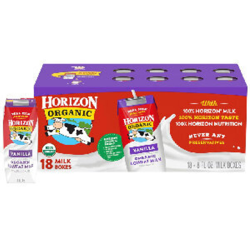 Horizon Organic Vanilla Flavor Low-Fat Milk Boxes - 8 fl.oz, 18-Pack