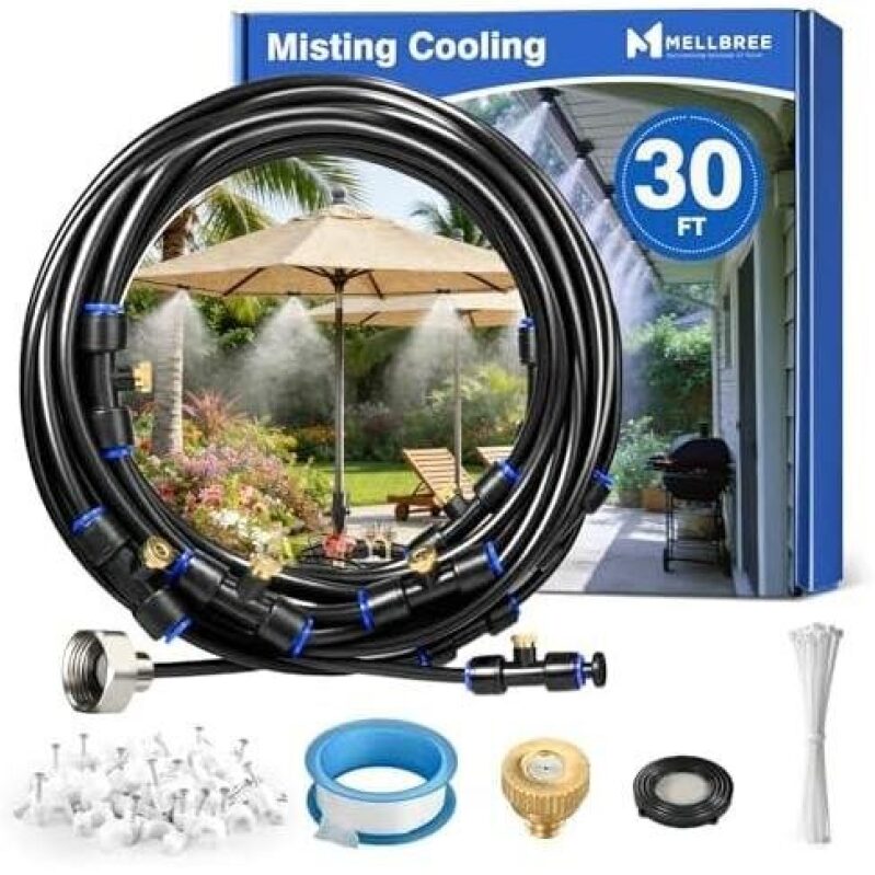 Mellbree 30FT Outdoor Misting System - 8 Nozzles - 50% OFF