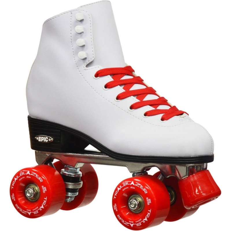 Epic Classic White and Red Quad Roller Skates - Affordable, Classic, and Modern