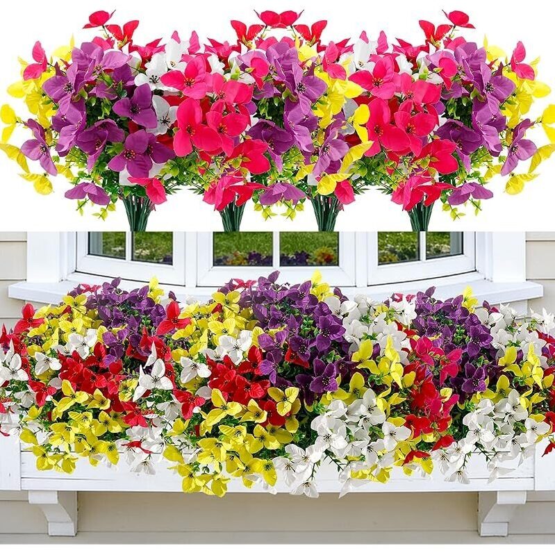 Apeair 24-Bundles Artificial Flowers for Outdoors - UV Resistant & Long-Lasting