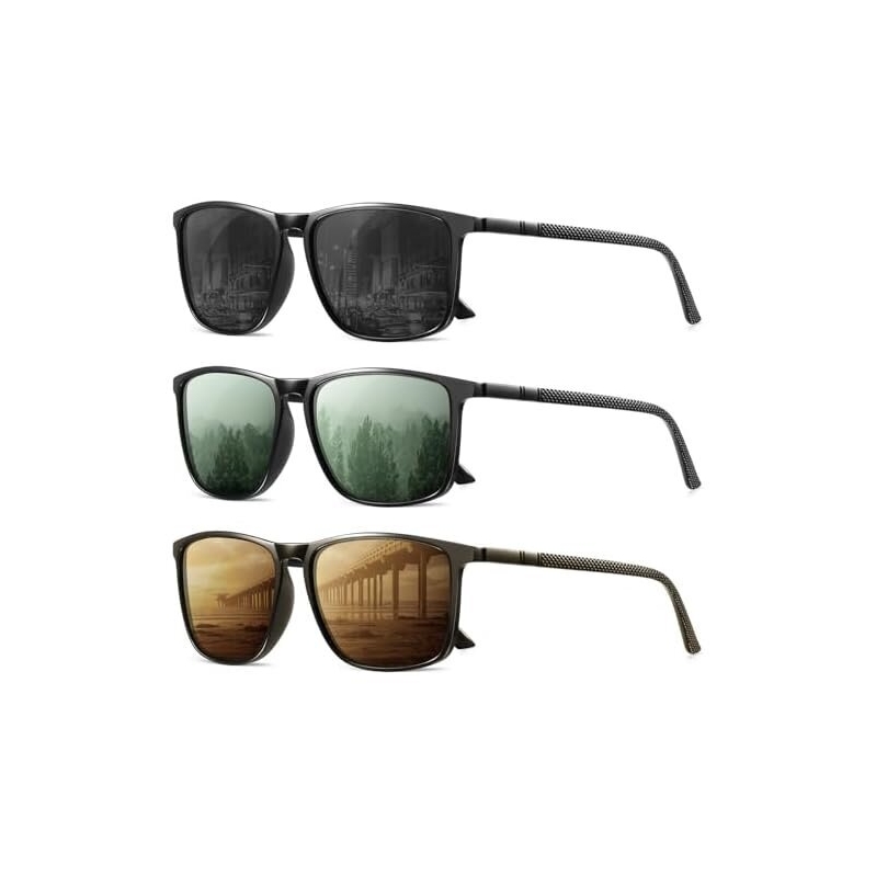 3pk Ydaowkn Mens Lightweight Polarized Sunglasses with UV Protection - Clear Vision