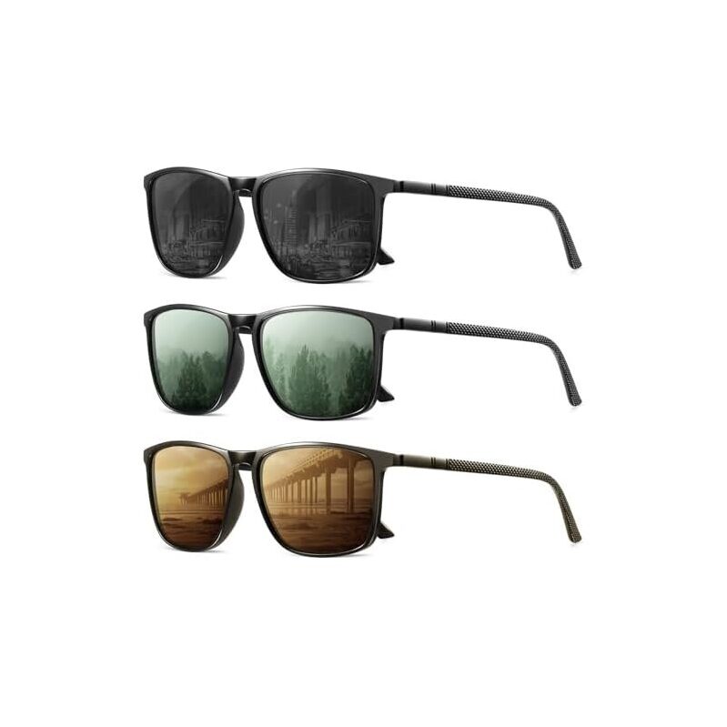 3pk Ydaowkn Mens Lightweight Polarized Sunglasses with UV Protection - Clear Vision