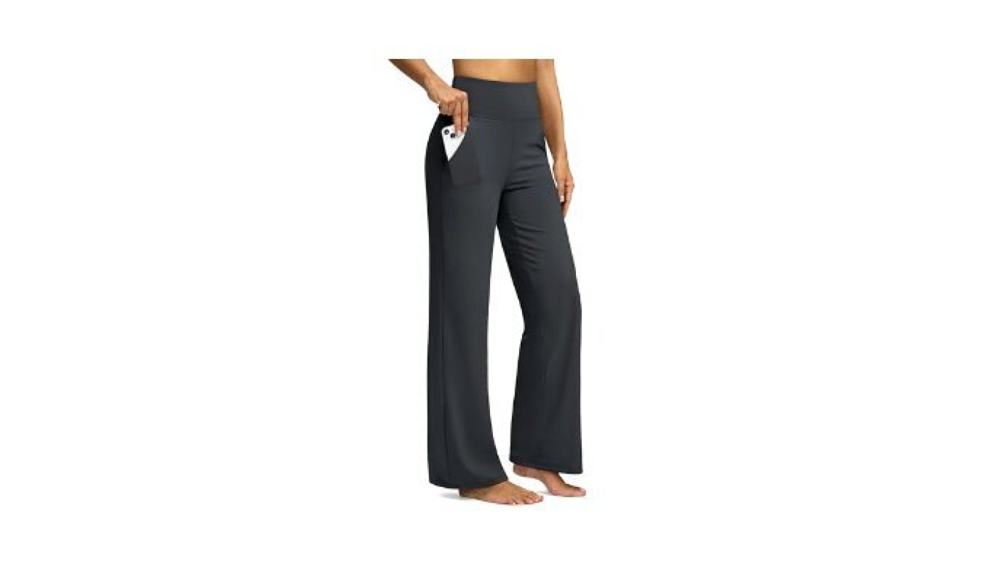 Charcoal Wide Leg Dress Pants with Pockets for Women