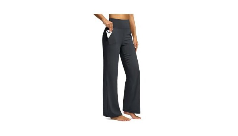 Charcoal Wide Leg Dress Pants with Pockets for Women